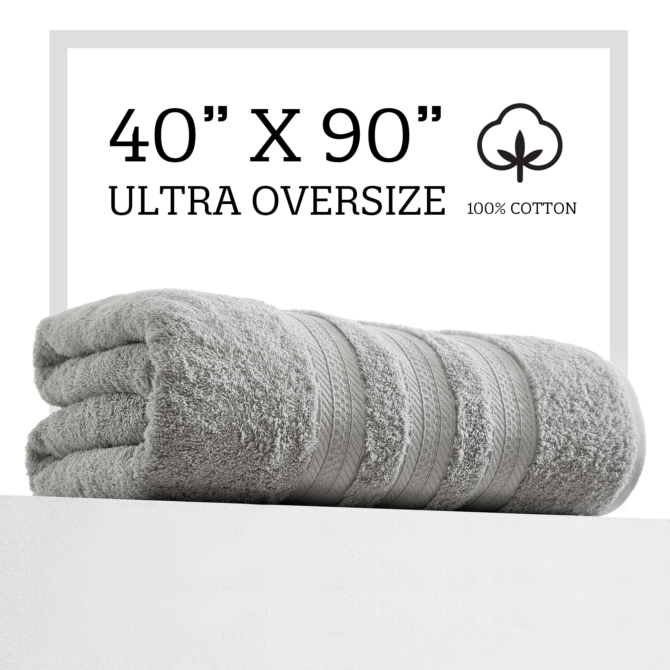 Excellent Absorbency Grey Extra Large Bath Towels for Bathroom - Melodieux