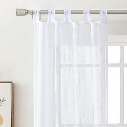 Sheer with Slubs Tab Top Window Curtain, 2 Panels 38" width x 84" length