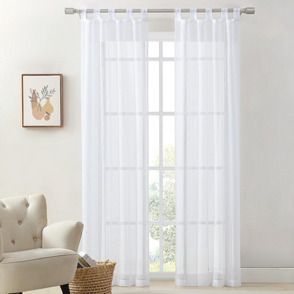 Sheer with Slubs Tab Top Window Curtain, 2 Panels 38" width x 84" length