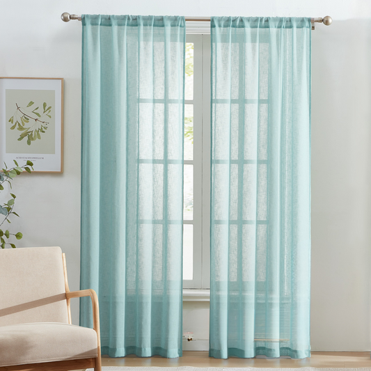 Sheer Rod Pocket Window Curtain, 2 Panels 38" width x 84" length
