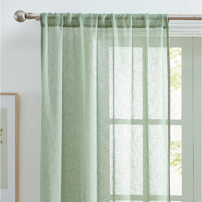 Sheer Rod Pocket Window Curtain, 2 Panels 38" width x 84" length