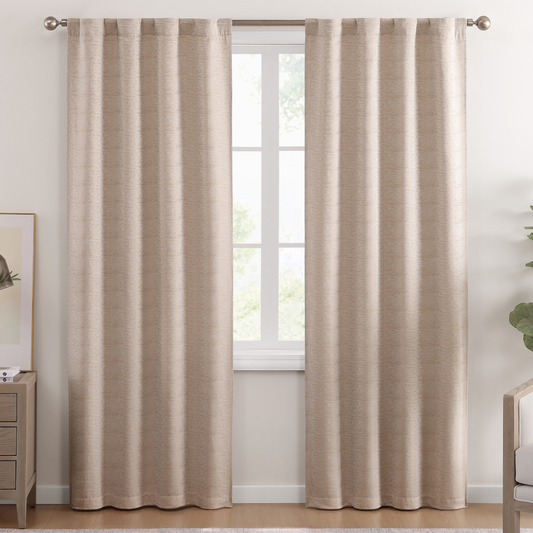 Room Darkening Jacquard with Lining, Back Tab/Rod Pocket Window Curtain, 2 Panels 37" width x 84" length