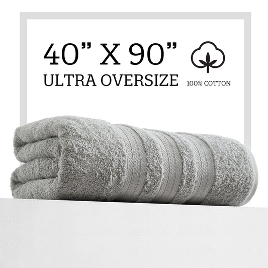 Extra Large Bath Towel - Oversized Ultra Bath Sheet - 100% Cotton - GREY COLOR