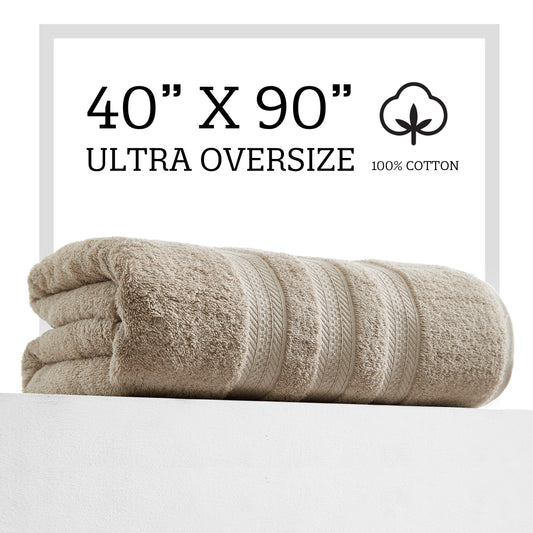 Extra Large Bath Towel - Oversized Ultra Bath Sheet - 100% Cotton - TAUPE COLOR