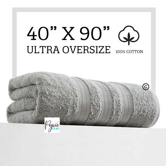 Extra Large Bath Towel - Oversized Ultra Bath Sheet - 100% Cotton - GREY COLOR