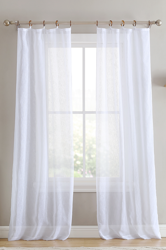 Sheer Faux Lucite Ring Top Window Curtain, 2 Panels 38" width x 84" length