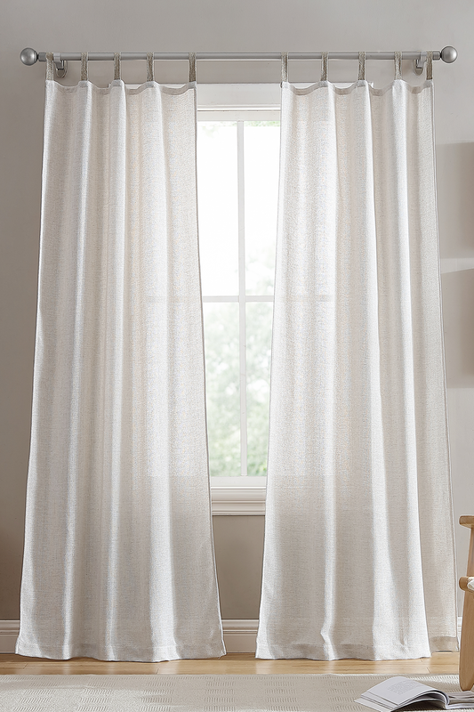 Crepe Jute Tab Top Window Curtain, 2 Panels 38" width x 84" length