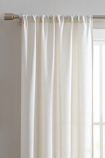 Boucle Metallic Rod Pocket Window Curtain, 2 Panels 38" width x 84" length