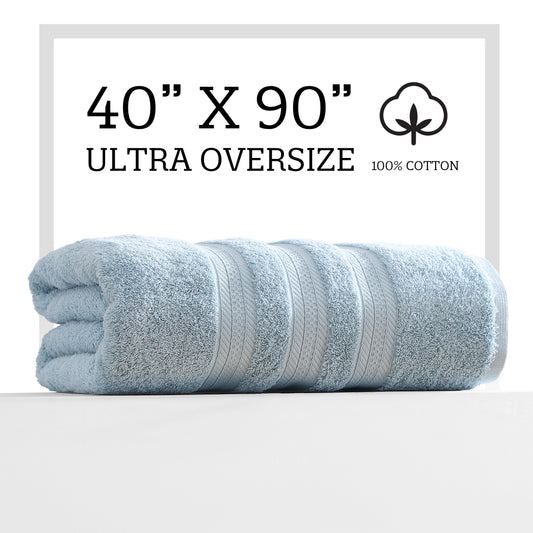 Extra Large Bath Towel - Oversized Ultra Bath Sheet - 100% Cotton - LIGHT BLUE COLOR