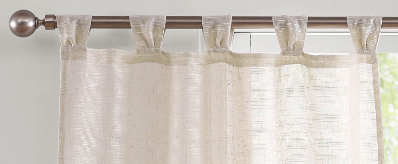 Sheer Linen Blend Fan Tab Window Curtain, 2 Panels, 37" width x 84"/108" length