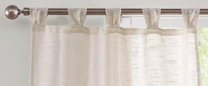 Sheer Linen Blend Fan Tab Window Curtain, 2 Panels, 37" width x 84"/108" length