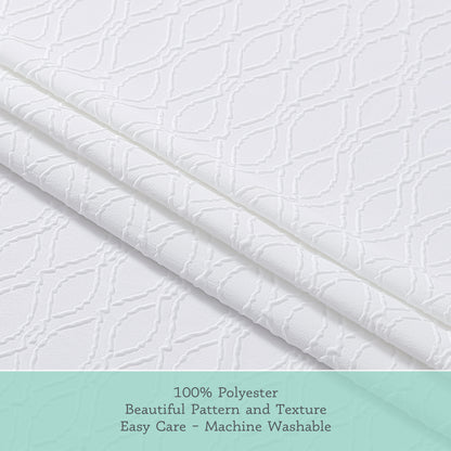 Kat&Fun Fabric Shower Curtain, Diamond Textured 3D Embossed Design, 72in x 72in, Solid White