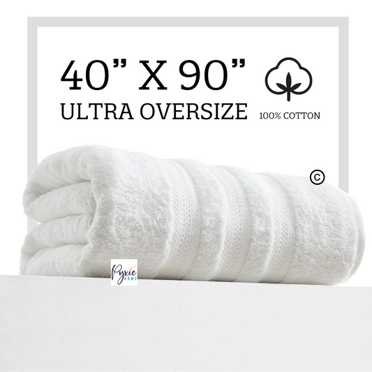 Extra Large Bath Towel - Oversized Ultra Bath Sheet - 100% Cotton - WHITE COLOR