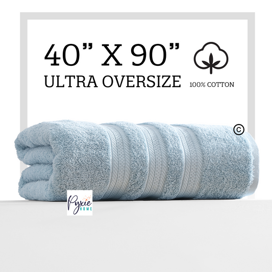 Extra Large Bath Towel - Oversized Ultra Bath Sheet - 100% Cotton - LIGHT BLUE COLOR