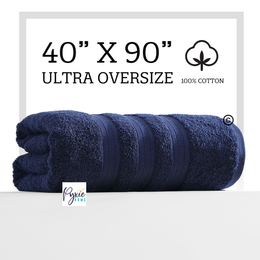 Extra Large Bath Towel - Oversized Ultra Bath Sheet - 100% Cotton - NAVY COLOR