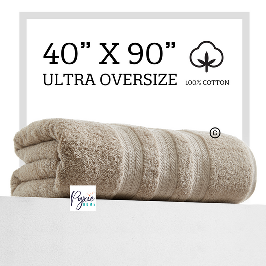 Extra Large Bath Towel - Oversized Ultra Bath Sheet - 100% Cotton - TAUPE COLOR